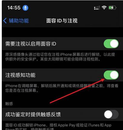 龙门苹果14维修网点分享iPhone14注视感知功能有什么用 